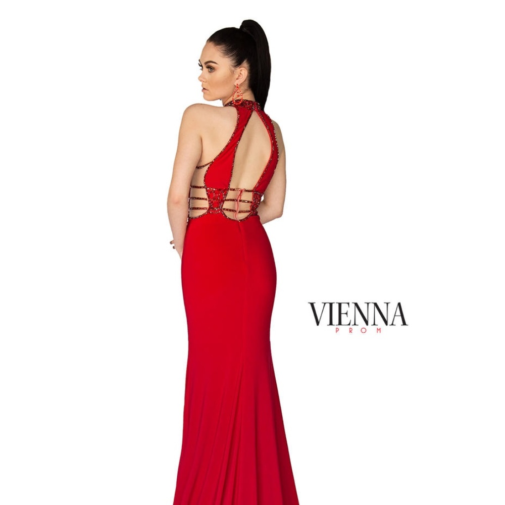 Authentic NEW Vienna 8403 Red Prom Gown